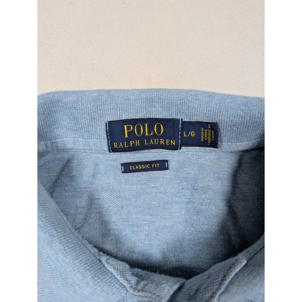 Polo Ralph Lauren Polo Shirt Mens Large Blue Classic Fit Pink Pony Logo Preppy